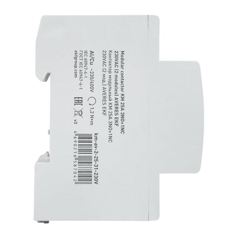 Контактор модульный КМ 25А 3NO+1NC 230VAC (2 мод.) AVERES | km-av-2-25-31-230V | EKF — миниатюра 4