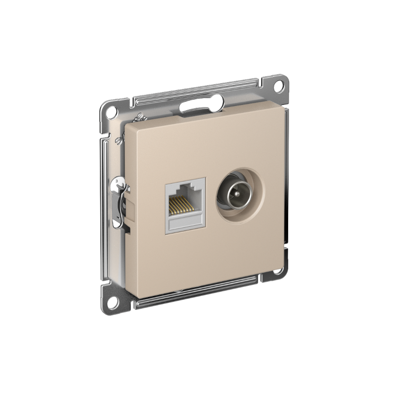 AtlasDesign Песочный Розетка 2-ая TV + компьютерная RJ45, кат. 5Е | ATN001289 | SE — Systeme Electric