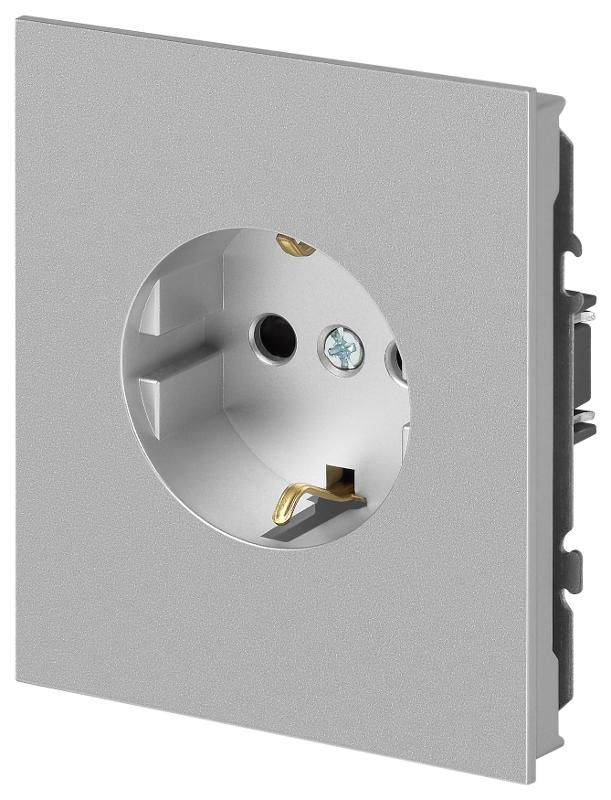 Розетка Arktik 16-2101-03 с заземлением 2P+E Schuko 16А-250В алюминий | Б0070416 | ЭРА — миниатюра 3