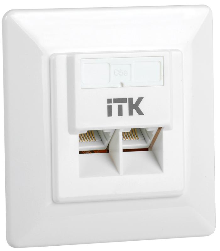 Внутренняя инф. розетка RJ45 кат. 5Е UTP 2 порта | CS2-1C5EU-2-1 | ITK — ITK
