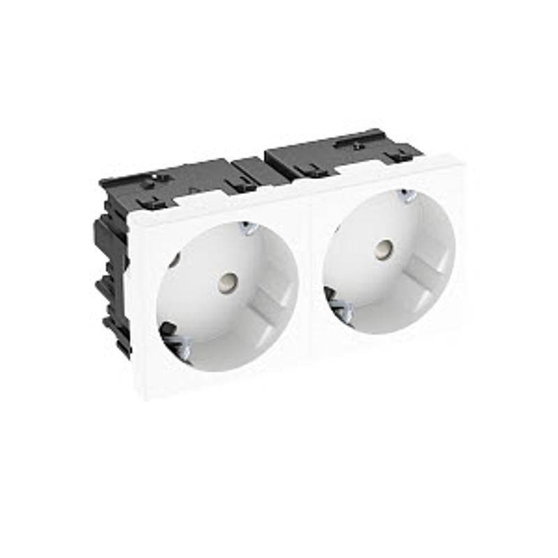 Розетка силовая 33° двойная 2х2К+З Modul45connect, со шторками, 16А 250В белая | 6120483 | OBO Bettermann — OBO Bettermann