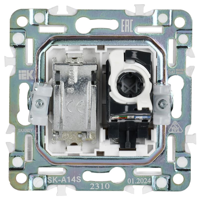 SKANDY Розетка двойная TV+RJ45 кат.5E SK-A14S серебряный  | SK-AK20-1-K23 | IEK — миниатюра 5