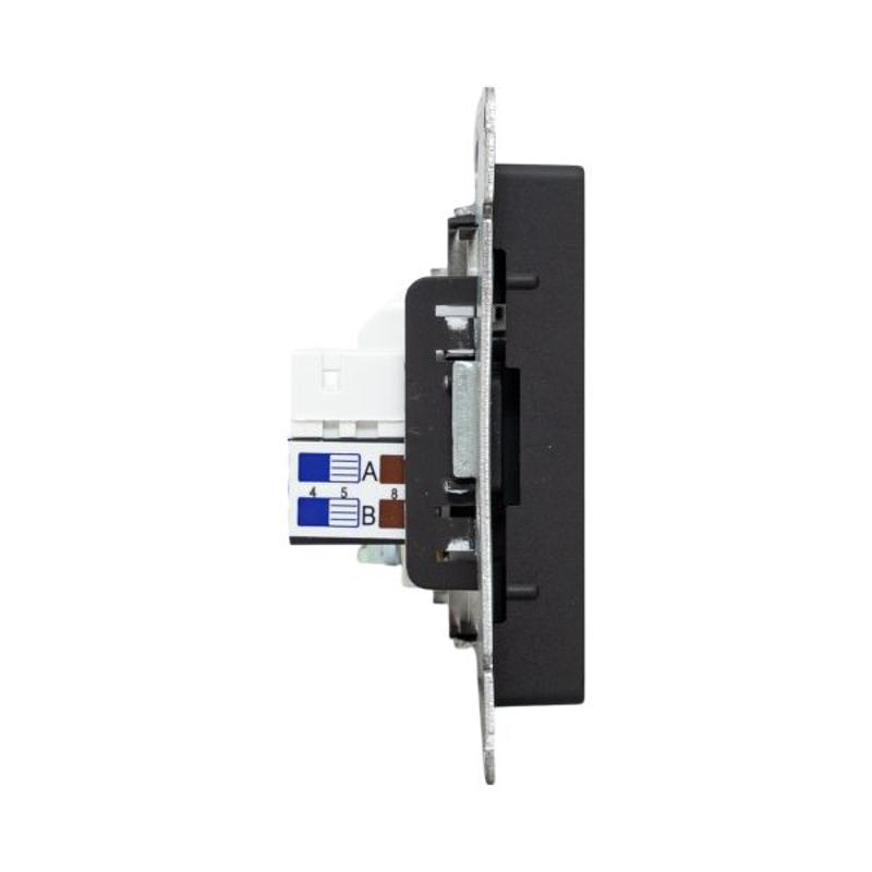 Механизм розетки TV+RJ45 (cat5), чёрный Эпика EKF | UP1-SOB-TV+RJ | EKF — миниатюра 8