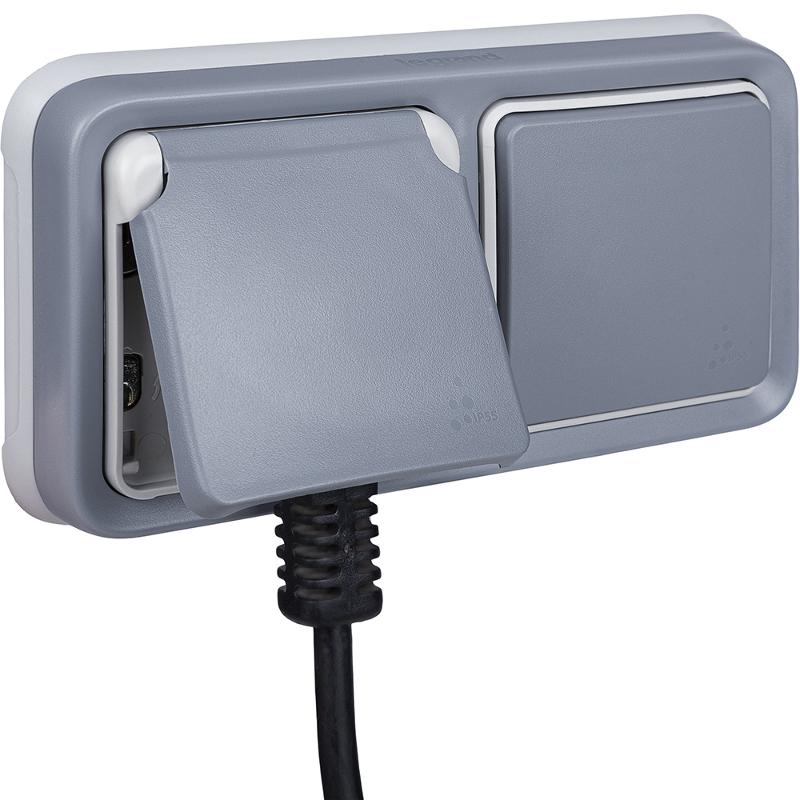 Plexo Серая Рамка 2-ая горизонтальная с суппортом для внутреннего монтажа IP55 — миниатюра 6