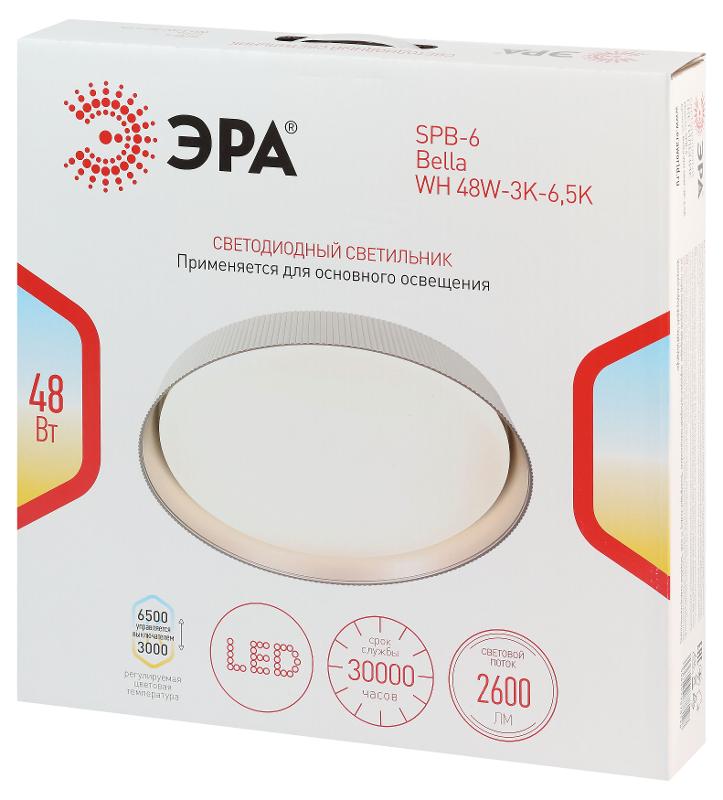 Светильник потолочный светодиодный  Классик без ДУ SPB-6 Bella 48W-3K-6,5K WH 3000-6500К белый | Б0070193 | ЭРА — миниатюра 2