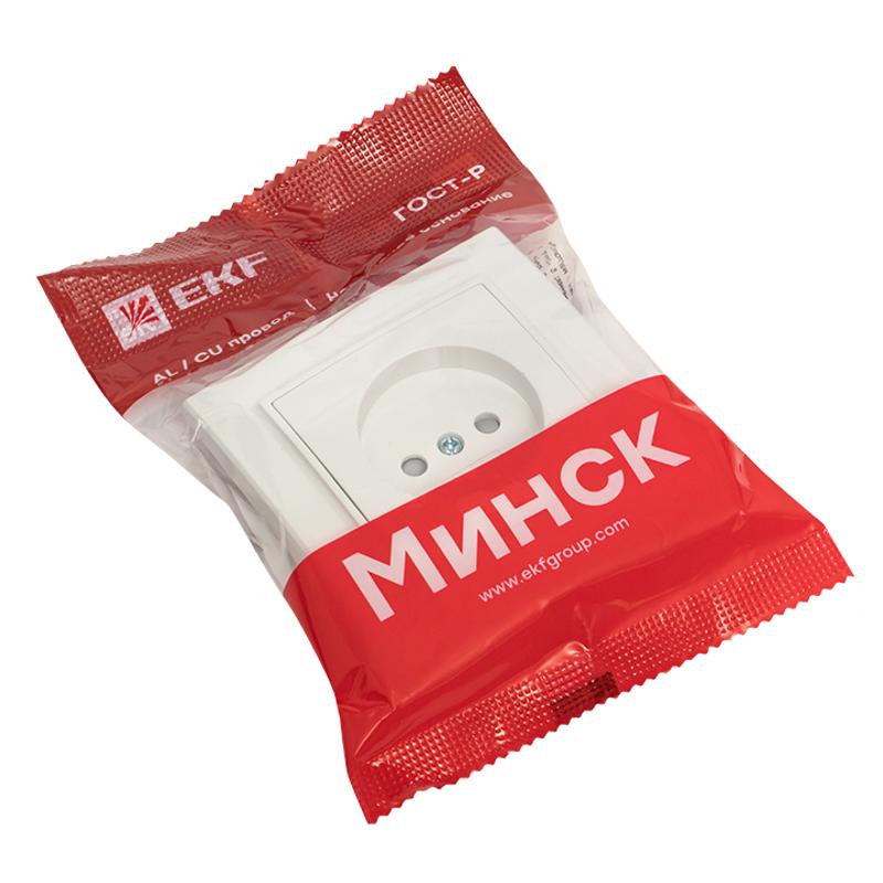 Минск Розетка 1-местная СП без заземления, 10 А, с защ.штор., белая EKF Basic | ERR10-022-100 | EKF — миниатюра 7