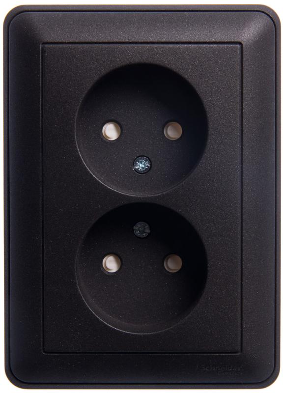 W59 Черный бархат Розетка 2-ая без заземления (в сборе) | RS16-254-68 | SE — Systeme Electric