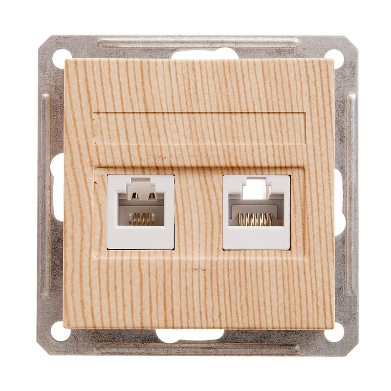 W59 Сосна Розетка 2-ая ТЛФ + компьютерная 5е (RJ11+RJ45) | RSI-251TK5E-7-86 | SE — Systeme Electric