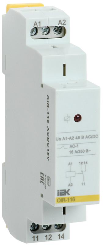 Промежут. реле.OIR 1 конт (16А). 48 В AC/DC | OIR-116-ACDC48V | IEK — фото 1 | Sento