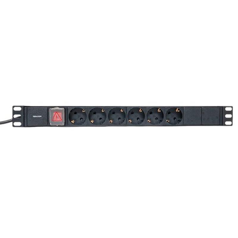 Блок розеток PDU TERACOM 19" 1U 16А/250В 6 розеток Schuko 2 метра 3x1,5 мм2 вилка Schuko | TRC-HPD-LS-16A-6SH-2MSH | EKF — миниатюра 12