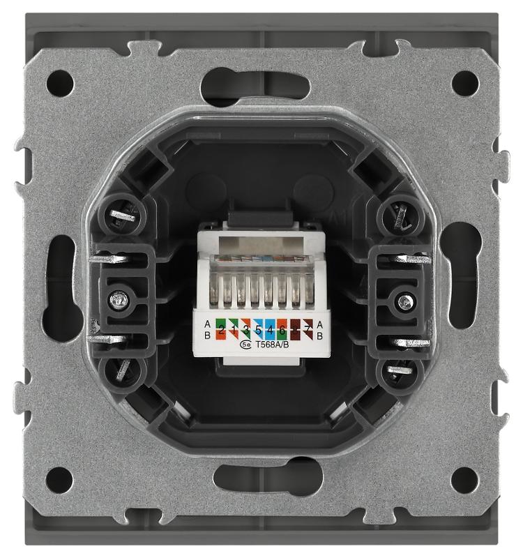 Розетка Arktik 16-3107-06 информационная RJ45 графит | Б0070479 | ЭРА — миниатюра 4