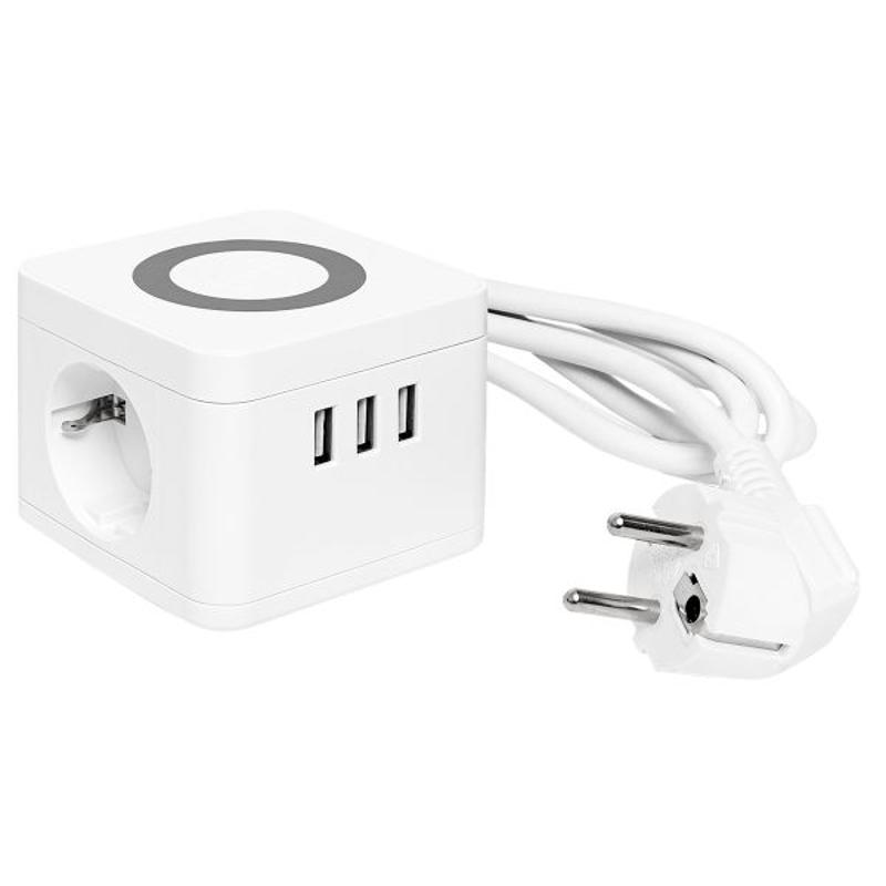 Удлинитель "Куб" 2 гнезда 3USB 2,4А+зарядное устройство 1,3 метра 1мм2 | UBA-CUB-3-WC | EKF — миниатюра 29