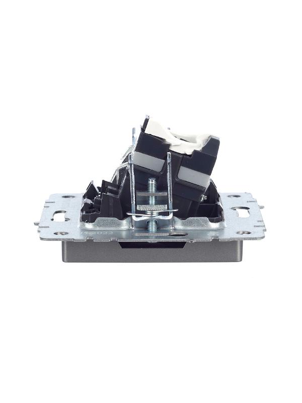 BRITE Розетка двойная TV+RJ45 кат.5E РТВ/РК12-БрС сталь | BR-AK20-1-K46 | IEK — миниатюра 2