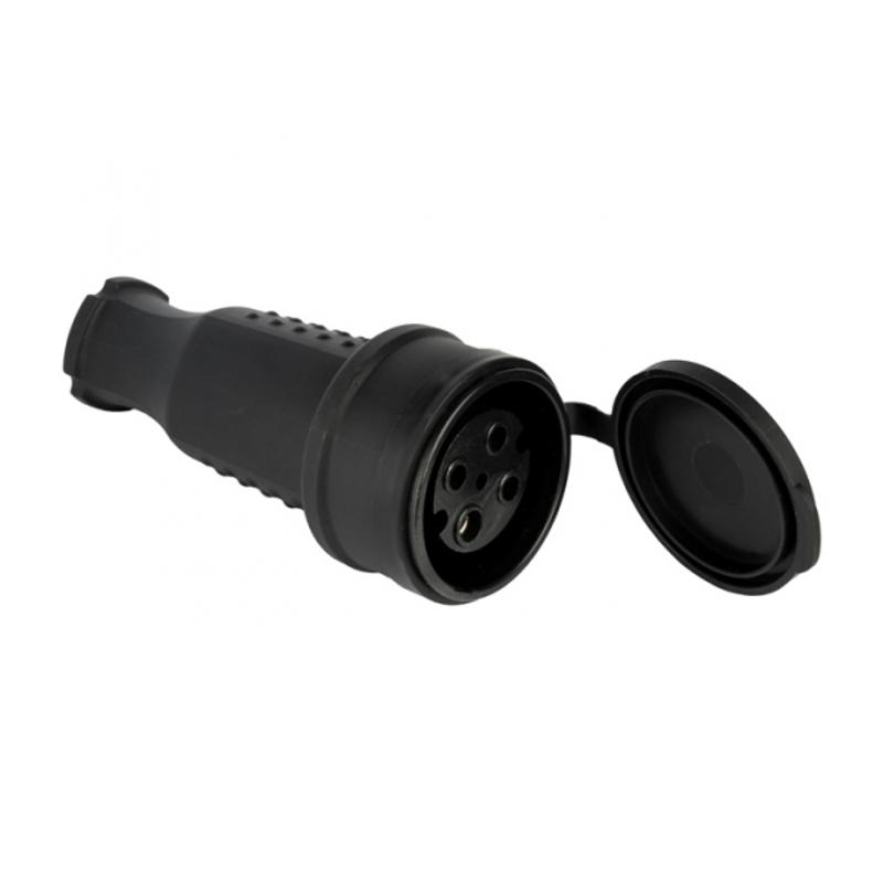 Розетка переносная с защитной крышкой каучуковая 380В 3P+PE 32A IP44 EKF PROxima|RPS-022-32-380-44|EKF — EKF