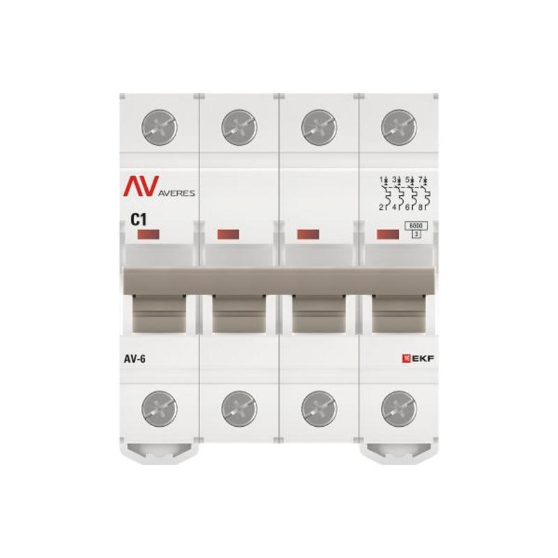 Выключатель автоматический четырехполюсный AV-6 1А C 6кА AVERES | mcb6-4-01C-av | EKF — миниатюра 10