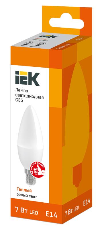 Лампа светодиодная LED 7Вт Е14 220В 3000К C35 свеча | LLE-C35-7-230-30-E14 | IEK — миниатюра 3