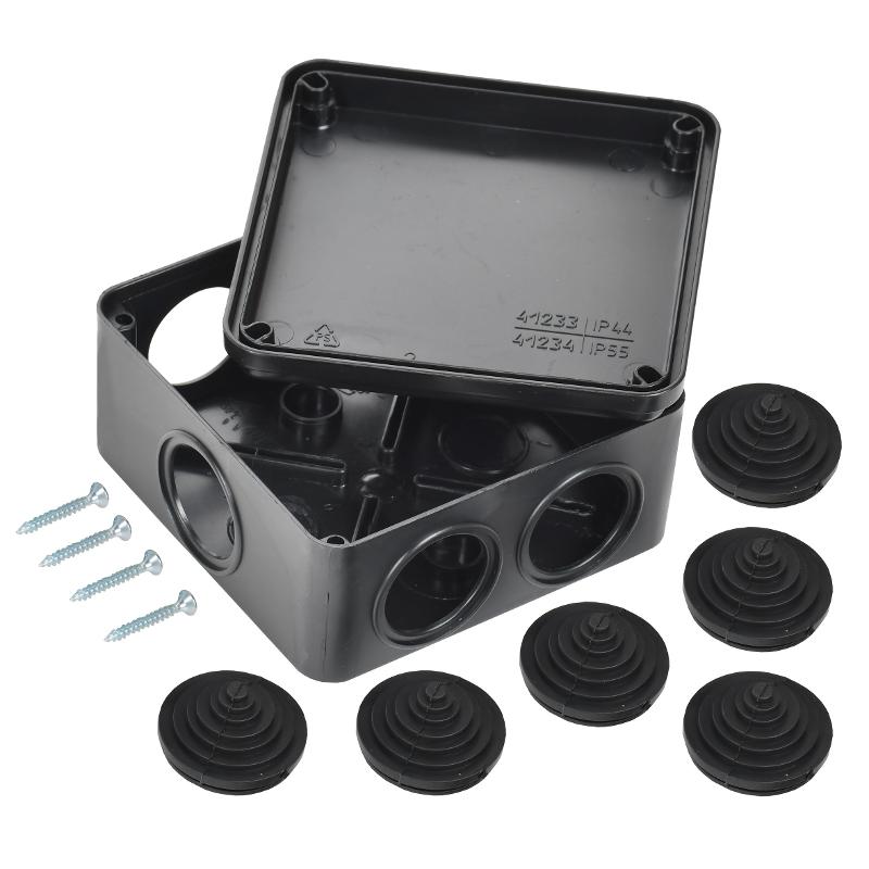 Коробка расп. КМ41233 100х100х50мм IP44 6 вв. черная | UKO11-100-100-050-K02-44 | IEK — миниатюра 2