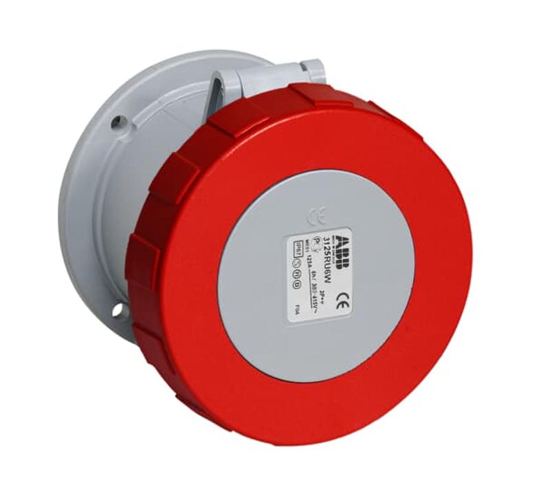 Розетка панельная с прямым унифицированным фланцем 3125RU6W LP, 125A, 3P+E, IP67, 6ч|2CMA192730R1000| ABB — ABB