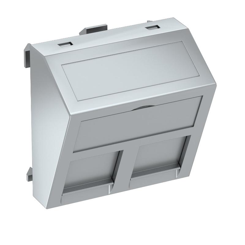 Корпус компьютерной розетки Modul45 тип OBO (наклонный) 45x45 мм (серебристый) (DTS-2RM AL1) | 6119302 | OBO Bettermann — OBO Bettermann