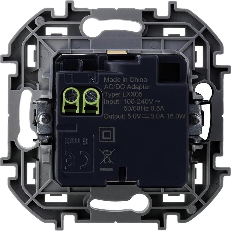 Inspiria Слоновая кость Устройство зарядное 2 местное с USB-разьемами A-C 240В/5В 3000мА С/У без рамки — миниатюра 2