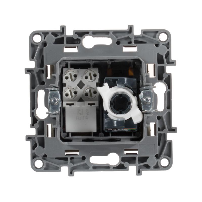 Etika Слоновая кость Розетка телефонная + компьютерная (RJ11+RJ45) 5 кат. UTP — миниатюра 4