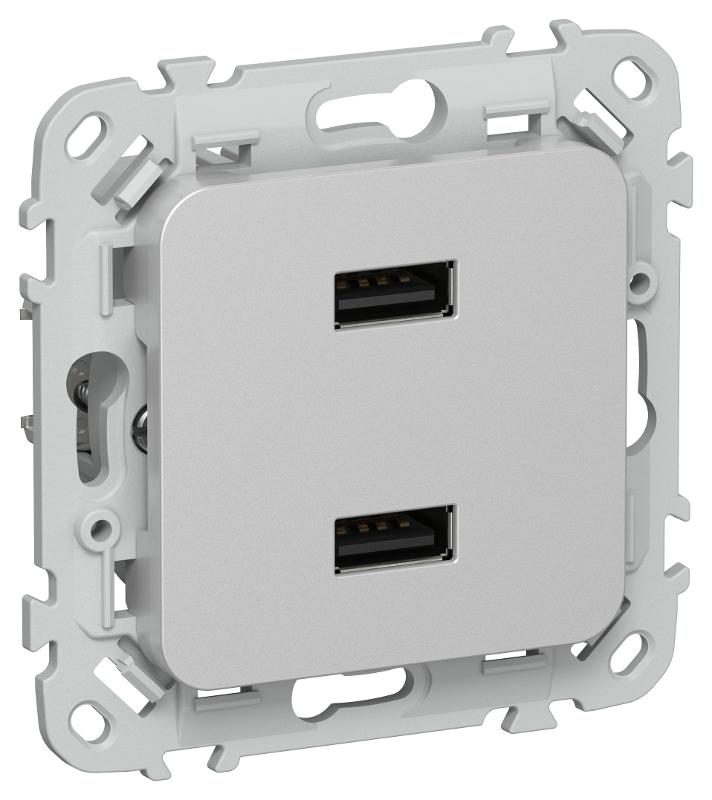 FLITE Розетка USB A+A 2,1А РЮ-2-ФлА алюминий | FI-U21-D31-K47 | IEK — IEK (ИЭК)