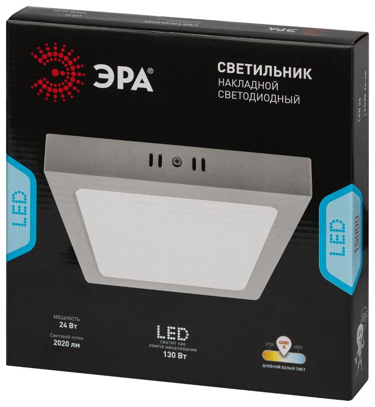 Светильник светодиодный LED 20-24-4K накладной квадратный 24Вт 4000К | Б0057433 | ЭРА — миниатюра 2