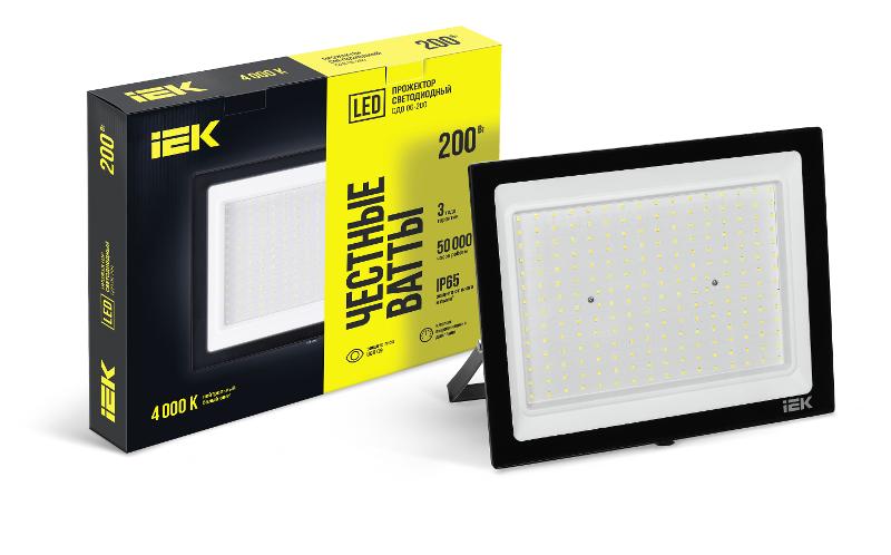 Прожектор светодиодный СДО 06-200 IP65 4000К черный | LPDO601-200-40-K02 | IEK — IEK (ИЭК)