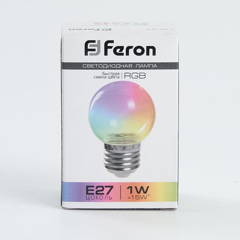 Лампа светодиодная LB-37 (1W) 230V E27 RGB для белт лайта G45 прозрачный быстрая смена цвета — миниатюра 4