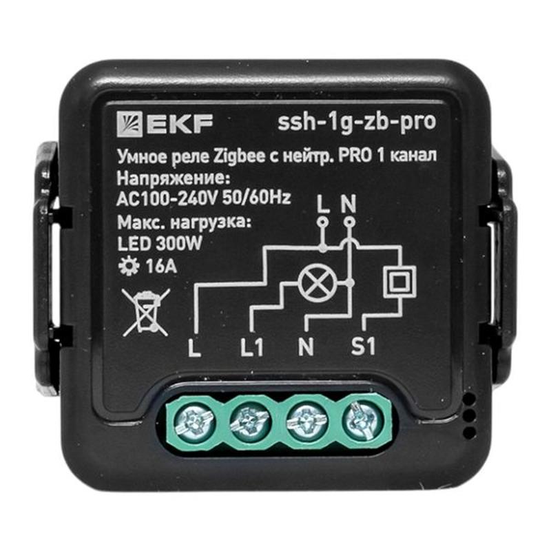 Умное реле в подрозетник 1-канальное с нейтралью 16А Zigbee EKF Connect Select PRO | ssh-1g-zb-pro | EKF — миниатюра 2