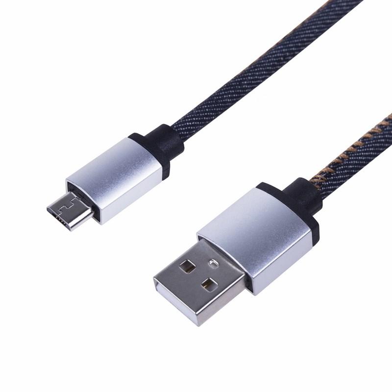 USB кабель microUSB, шнур в джинсовой оплетке | 18-4242 | REXANT — REXANT