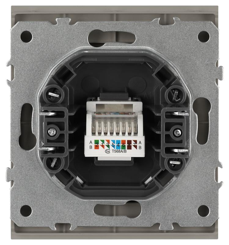 Розетка Arktik 16-3107-07 информационная RJ45 титан | Б0070480 | ЭРА — миниатюра 4