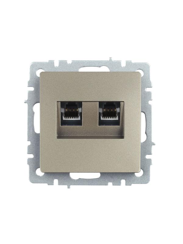 BRITE Розетка компьютерная 2-ая RJ45 кат.5E РК10-2-БрШ шампань | BR-K20-1-K37 | IEK — миниатюра 2