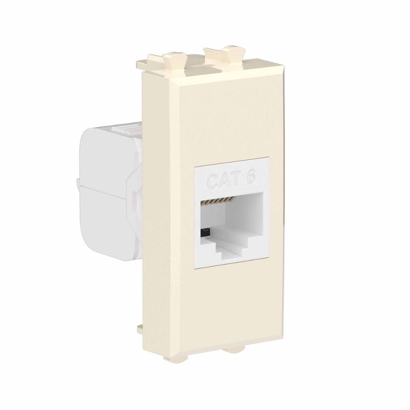 Компьютерная розетка RJ-45 без шторки модульная, кат.6, "Avanti", "Ванильная дымка", 1 модуль | 4405691 | DKC — миниатюра 2