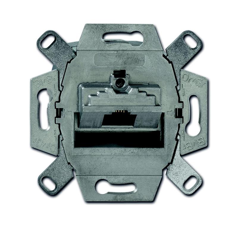 Механизм 1-постовой компьютерной/телефонной розетки UAE, 8 полюсов, RJ45, категория 6е, экранированная | 0230-0-0410  | 2CKA000230A0410 | ABB — ABB