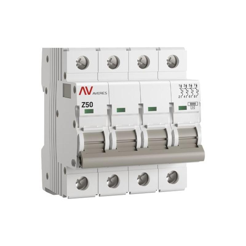Выключатель автоматический AV-10 4P 50A (Z) 10kA AVERES | mcb10-4-50Z-av | EKF — EKF