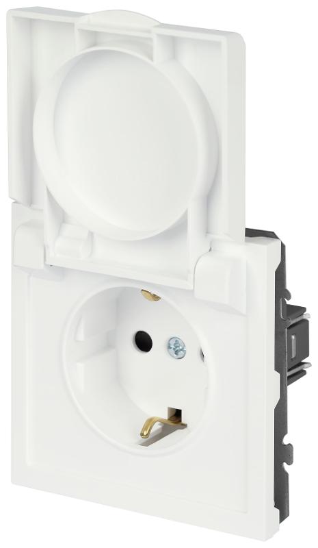 Розетка Galaxy 15-2103-08 c заземлением 2P+E Schuko со шторками с крышкой 16А-250В IP20 белый матовый | Б0070672 | ЭРА — миниатюра 5