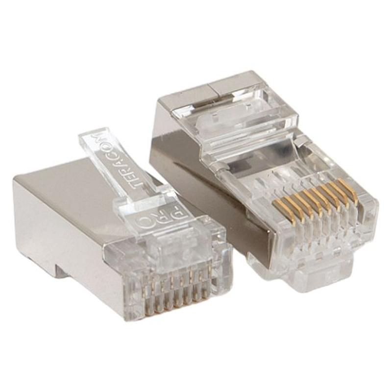 Коннектор RJ-45 TERACOM PRO экранированный 8P8C 30мкд Cat.6 (упак.20шт) | TRP-PLUG-6FTP-20 | EKF — EKF