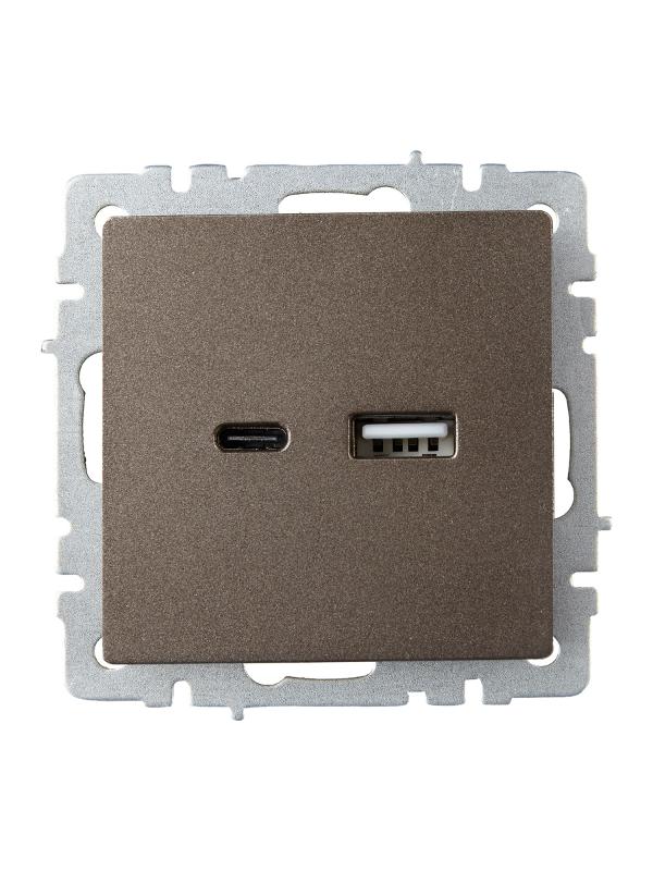 BRITE Розетка USB A+C 18Вт РЮ11-1-БрТБ темная бронза | BR-U22-018-K45 | IEK — миниатюра 2