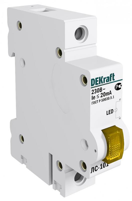 Лампа сигнальная на DIN-рейку 1P цвет желтый LED | 18008DEK | DEKraft — DEKraft