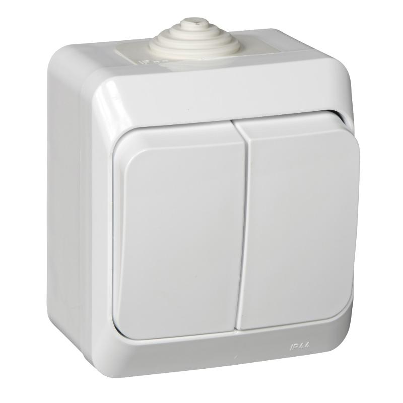 Этюд Белый О/У Выключатель 2-клавишный IP44 | BA10-042B | SE — Systeme Electric