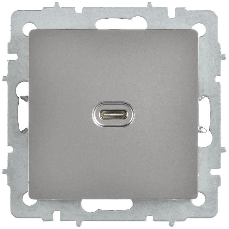 BRITE Роз. USB C 65Вт высокоскор. зар. РЮ12-1-БрС сталь | BR-U13-065-K46 | IEK — миниатюра 2