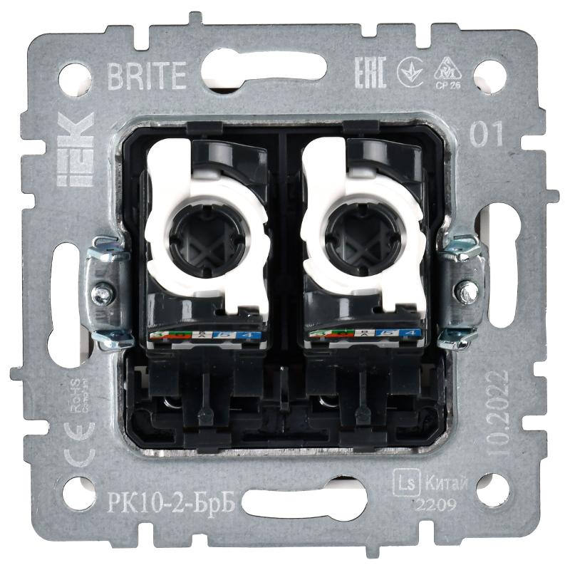 BRITE Розетка компьютерная 2-ая RJ45 кат.5E РК10-2-БрБ белый без шторок | BR-K20-1-K01 | IEK — миниатюра 4