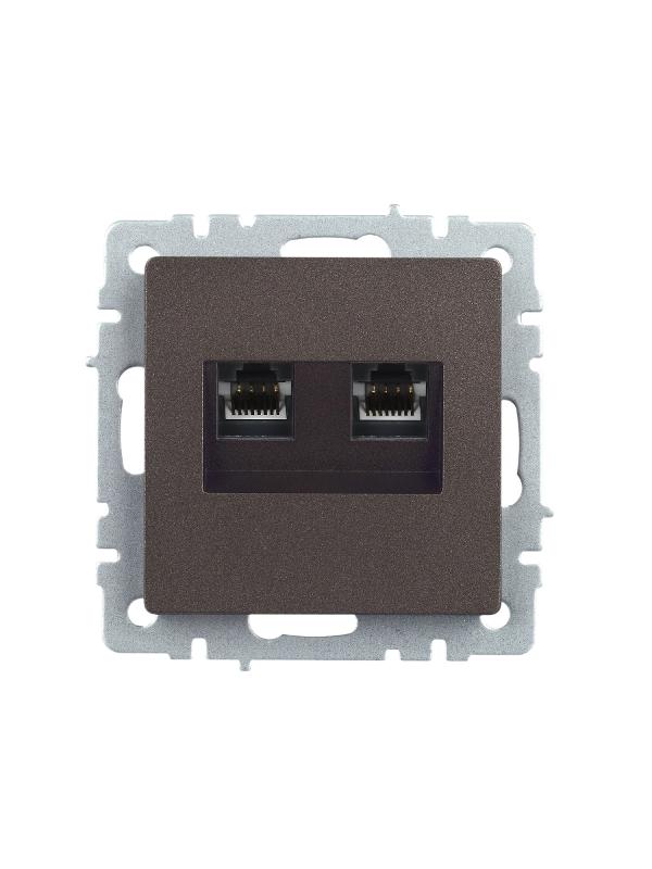 BRITE Розетка двойная RJ11+RJ45 кат.5E РК/Т12-БрТБ темная бронза | BR-KT20-O-1-K45 | IEK — миниатюра 3