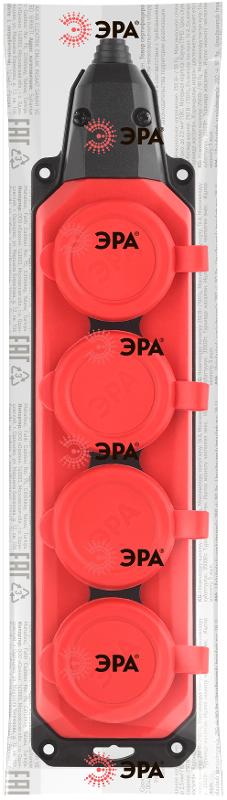 K-4e-RED-IP44 ЭРА Колодка каучуковая с/з 4гн 16A IP44 красная | Б0044553 | ЭРА — миниатюра 2