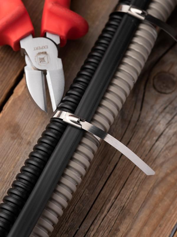 Хомут AISI 304 из нержавеющей стали, 4.6x150 (100 шт.) FlexLock PROxima|plc-fl-tss-304-4.6x150|EKF — миниатюра 6