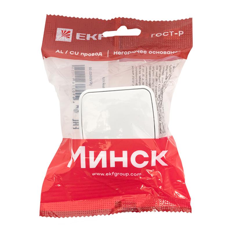 Минск Выключатель 1-клавишный ОП 10А белый  EKF Basic | EGV10-021-10 | EKF — миниатюра 6