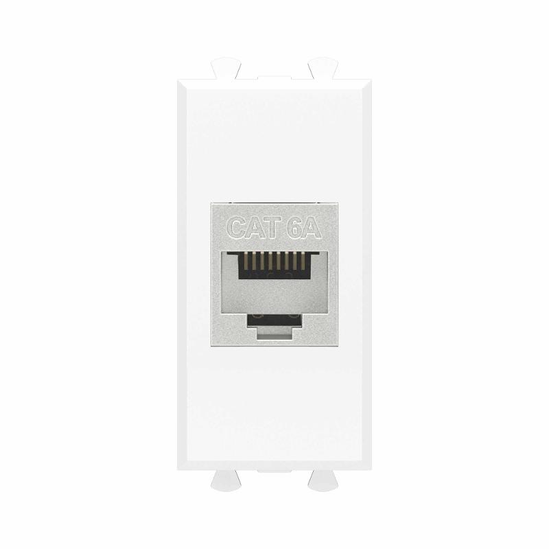 Компьютерная розетка RJ-45 без шторки модульная, кат.6А экранированная, "Avanti", "Белое облако", 1 модуль | 4400771 | DKC — DKC (ДКС)