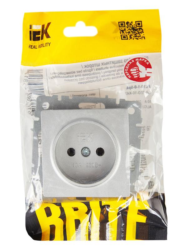 BRITE Розетка без заземления без шторок10А РС10-1-0-БрА алюминий | BR-R10-10-K47 | IEK — миниатюра 6