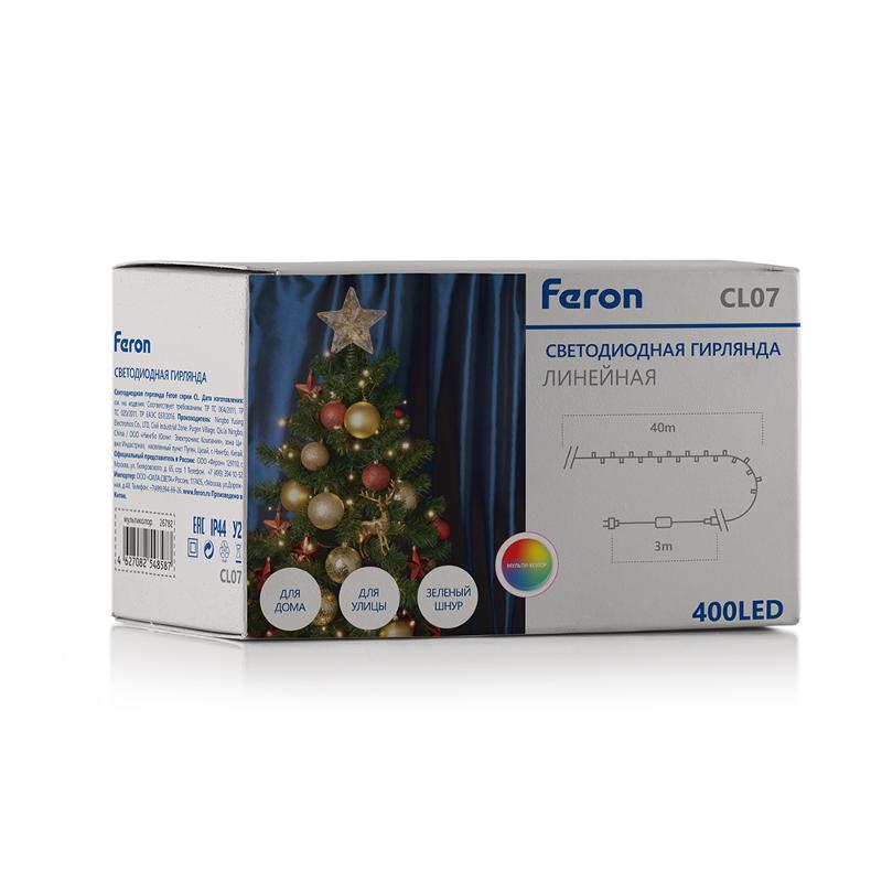 Гирлянда-нить CL07  400 диодов  мульти, 40м + 3м зеленый шнур, IP44 | 26782 | FERON — миниатюра 4
